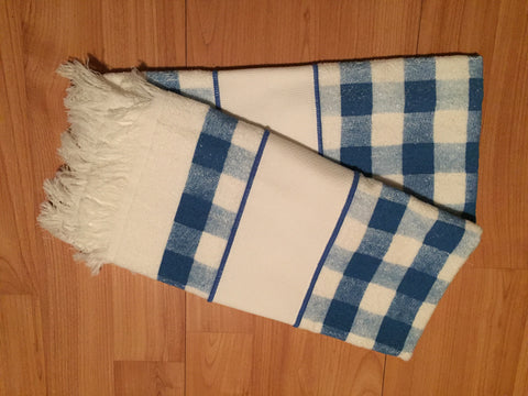 Blue and White Checkered Towel
