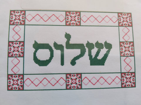 Shalom - Hebrew, Green and Pink